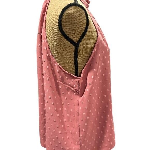 Emery Rose Halter Neck Swiss Dot Frill Trim Blouse Size 1X 14 Sleeveless Pink - Picture 6 of 12